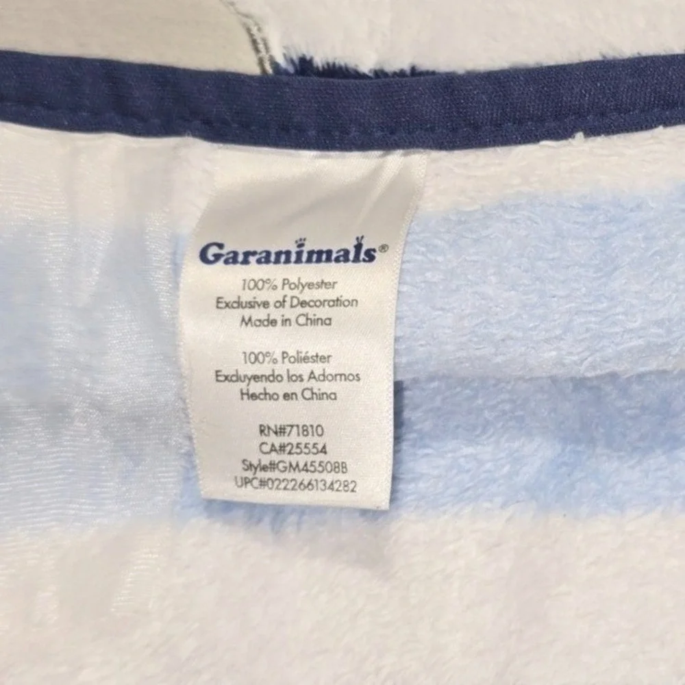 Garanimals Baby Blanket Blue White Navy Striped Whale‎  Plush Fleece Soft 2017